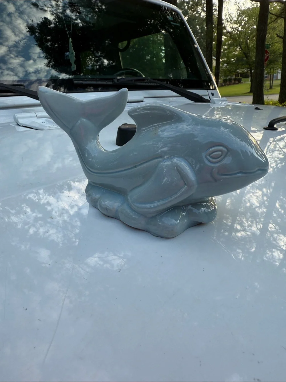 Gray Ceramic Whale Figurine for Aquarium or Decor - Unbranded